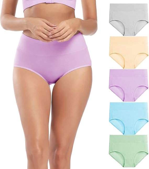 Molasus Women&amp;#039;s Cotton Underwear High Waisted Full Coverage Ladies Panties (Regular &amp;amp; Plus Size)